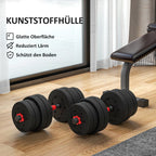 Hantelių komplektas 30 kg, reguliuojamas, 2 viename, juodas