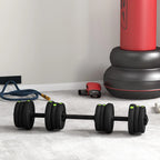 Hantelių rinkinys 2-in-1, 20 kg, sujungiamas į štangą, juodas su žalia