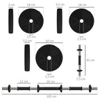 Hantelių rinkinys 2-in-1, 20 kg, sujungiamas į štangą, juodas su žalia