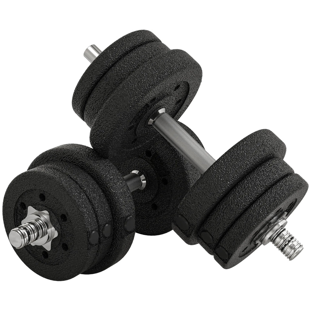 Hantelių rinkinys 25 kg su svoriais, juodas