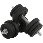 Hantelių rinkinys 25 kg su svoriais, juodas