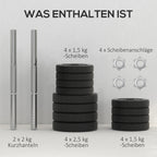 Hantelių rinkinys 25 kg su svoriais, juodas