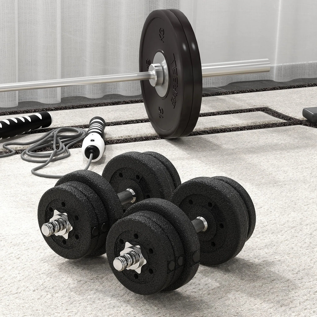 Hantelių rinkinys 25 kg su svoriais, juodas