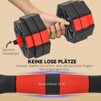 Hantelių rinkinys 6-in-1, reguliuojamas, 30 kg, raudonas