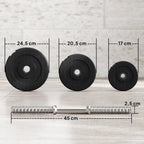 Hantelių rinkinys reguliuojamas 40 kg, juodas