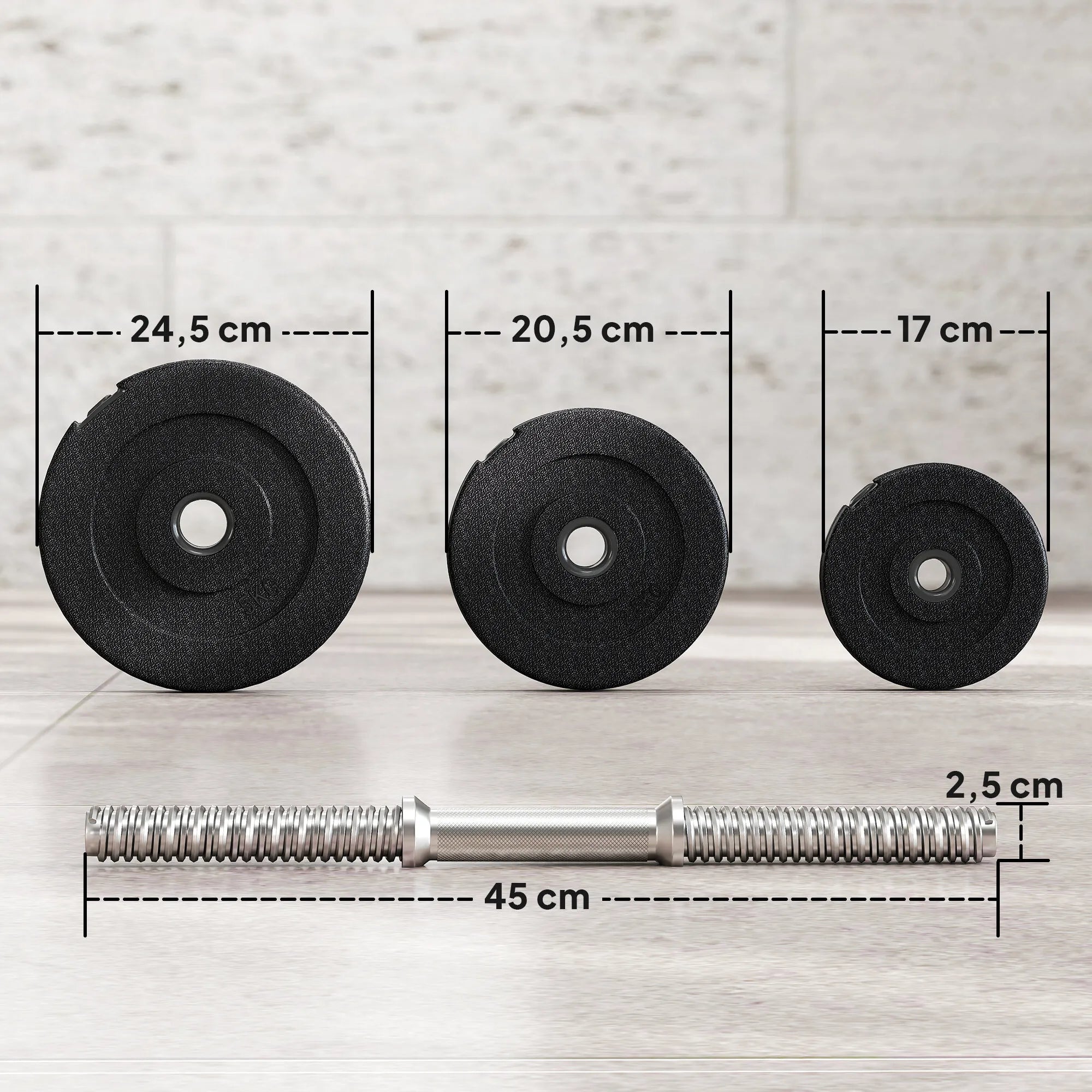 Hantelių rinkinys reguliuojamas 40 kg, juodas