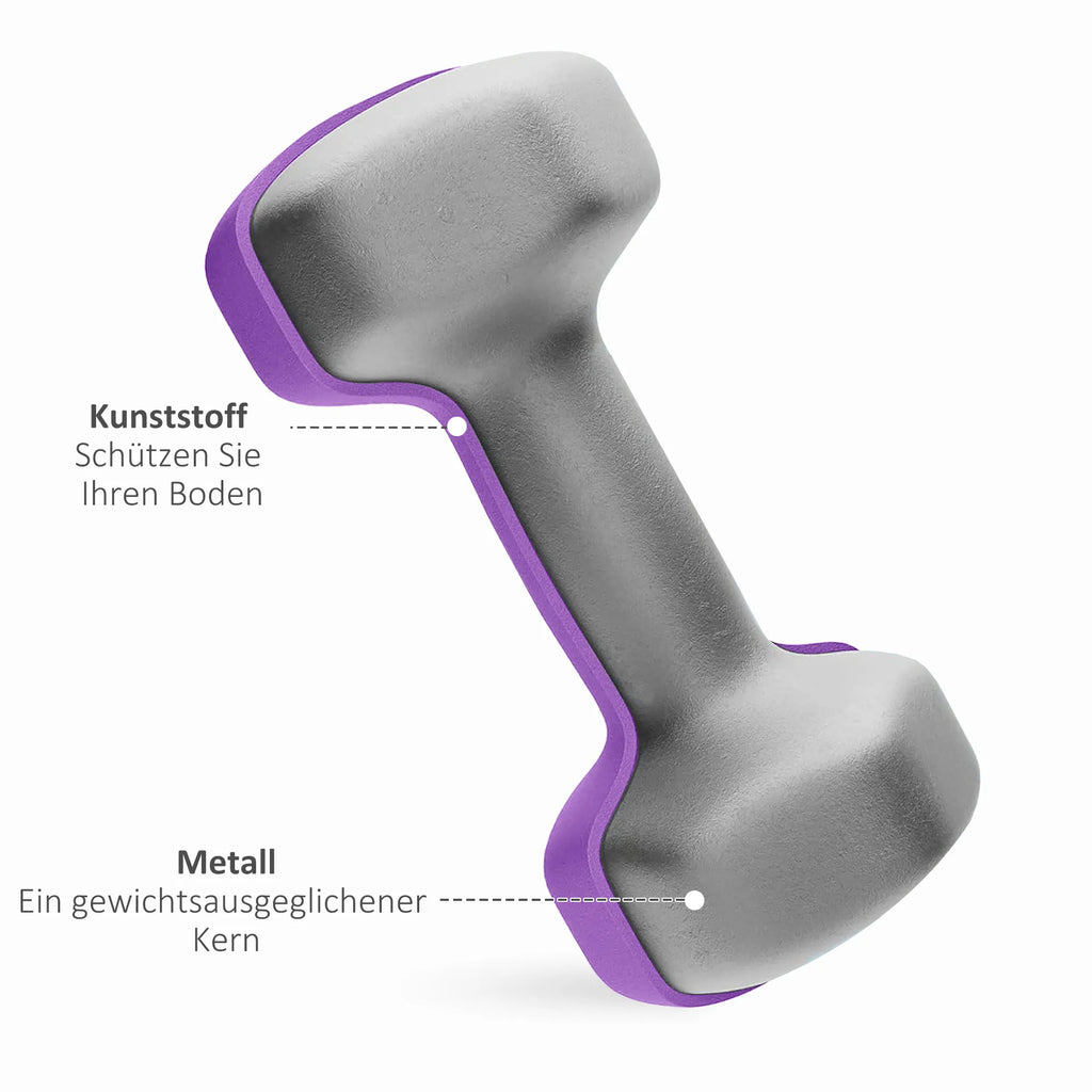 Hantelių rinkinys su stovu, 14 kg, rožinė, šviesiai mėlyna ir violetinė