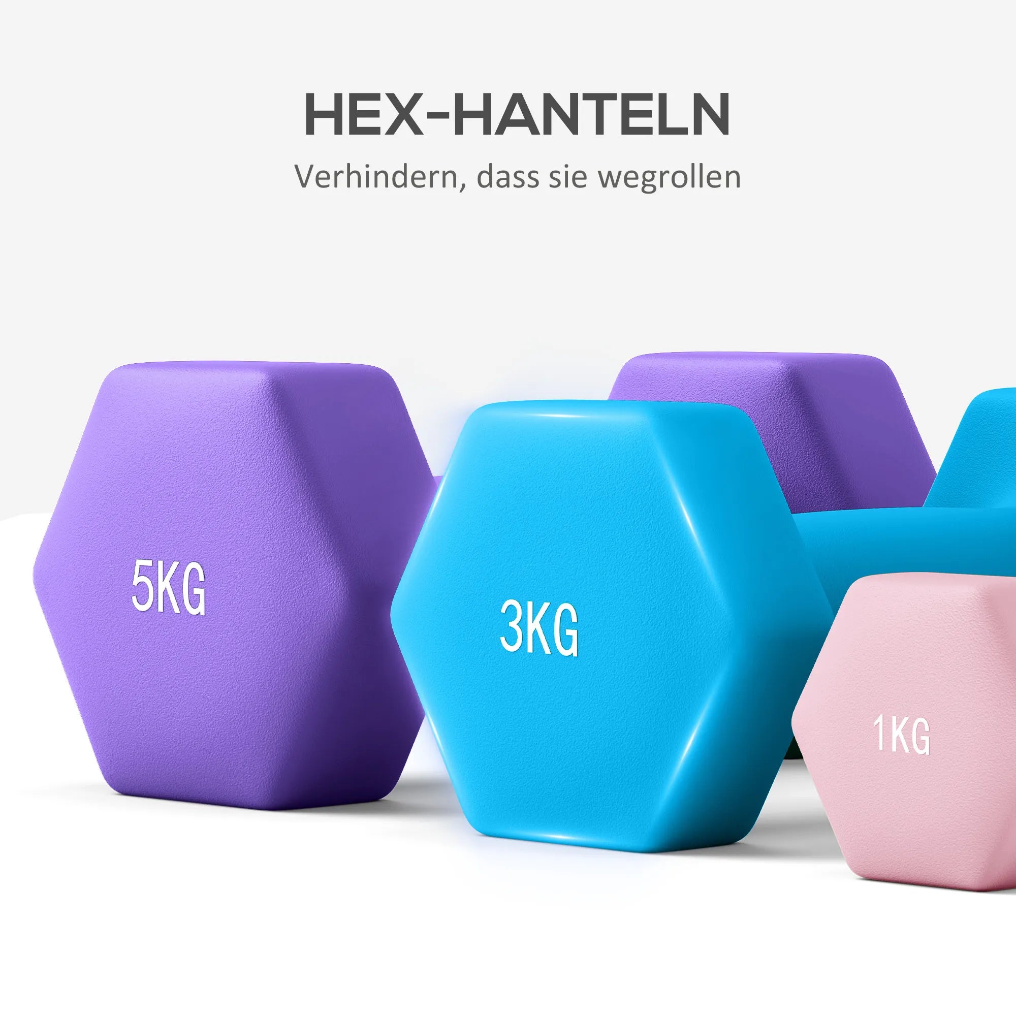 Hantelių rinkinys su stovu, 20,5 kg, spalvotas