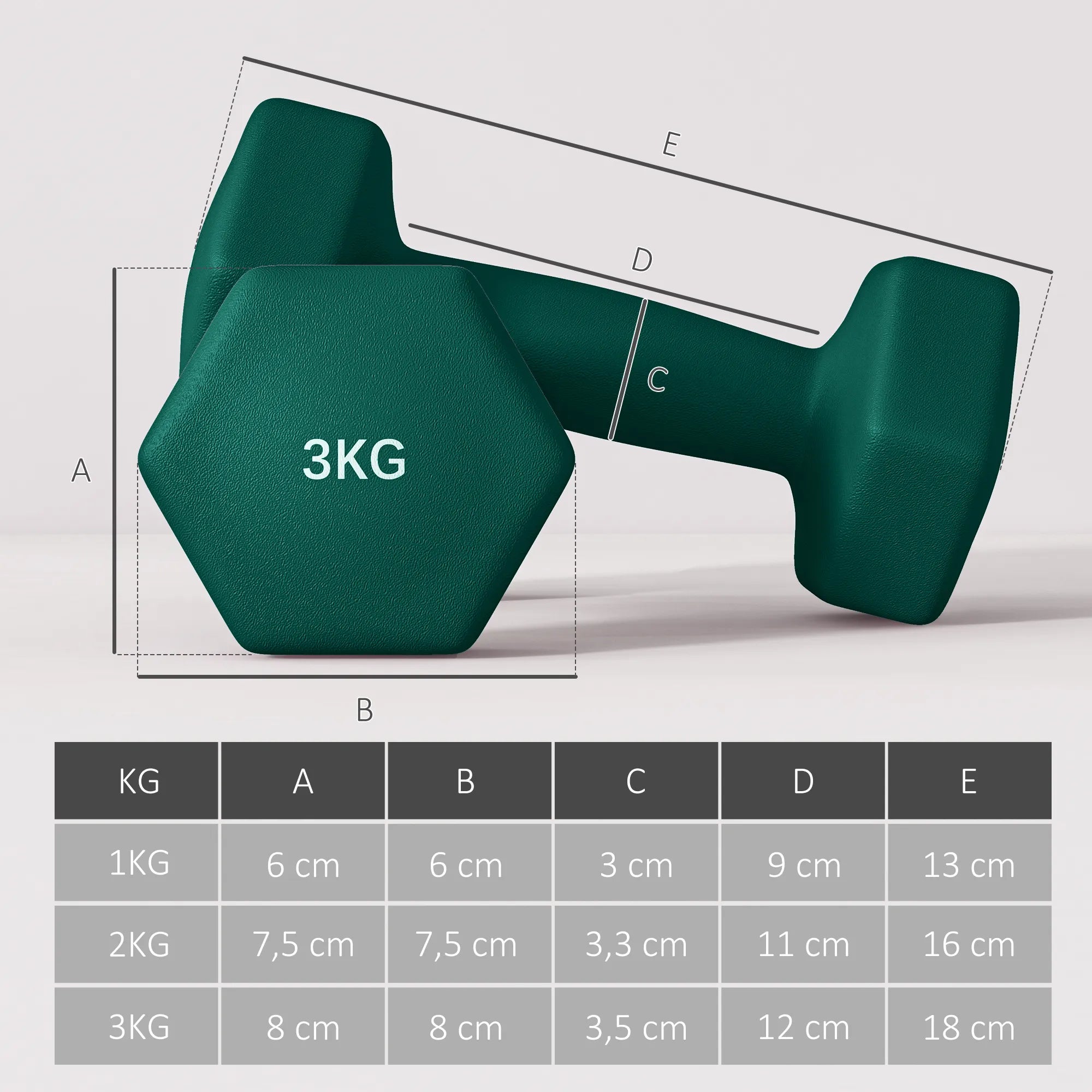 Hantelių rinkinys su stovu 6 vnt. metalo plastiko 1-3 kg
