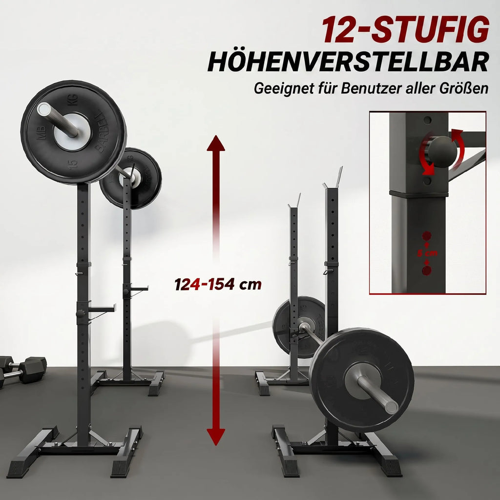 Hantelių stovai, 2 vnt., iki 150 kg, reguliuojamo aukščio, 52 × 48 × 160 cm