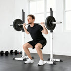 Hantelių stovas 2 vnt., iki 150 kg, reguliuojamas, baltas/juodas
