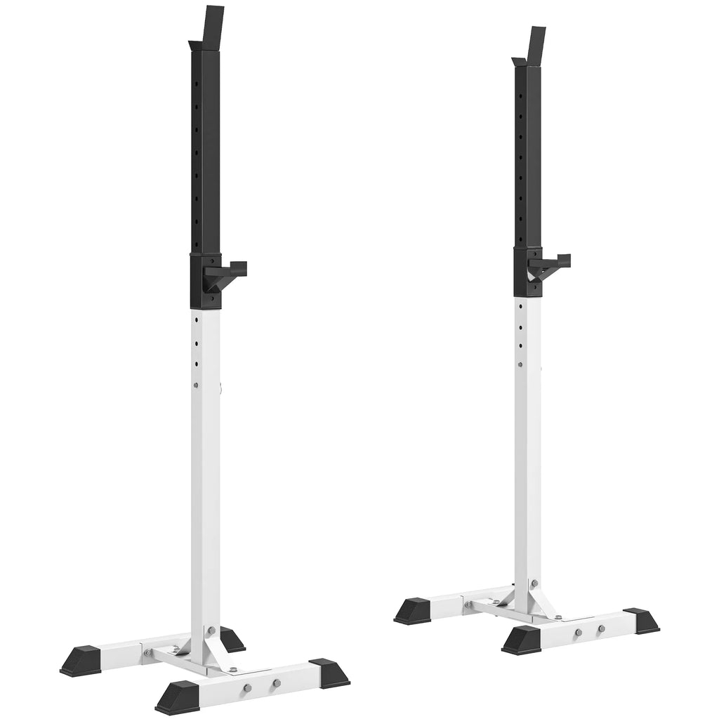 Hantelių stovas 2 vnt., iki 150 kg, reguliuojamas, baltas/juodas
