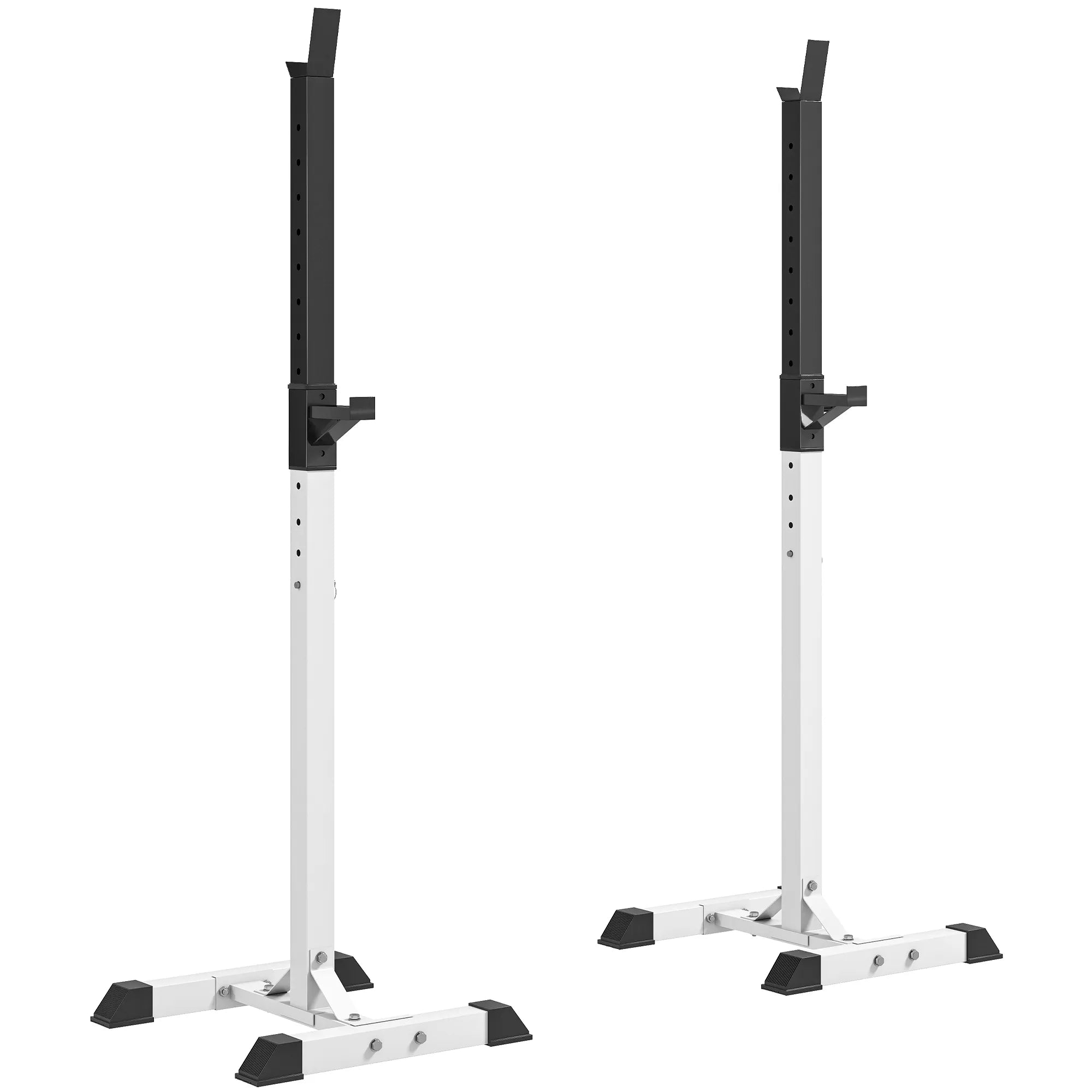 Hantelių stovas 2 vnt., iki 150 kg, reguliuojamas, baltas/juodas