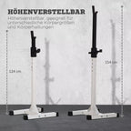 Reguliuojamo aukščio iliustracija su dviem stovais 124 cm ir 154 cm