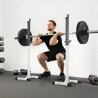 Hantelių stovas 2 vnt., iki 150 kg, reguliuojamas, baltas/juodas