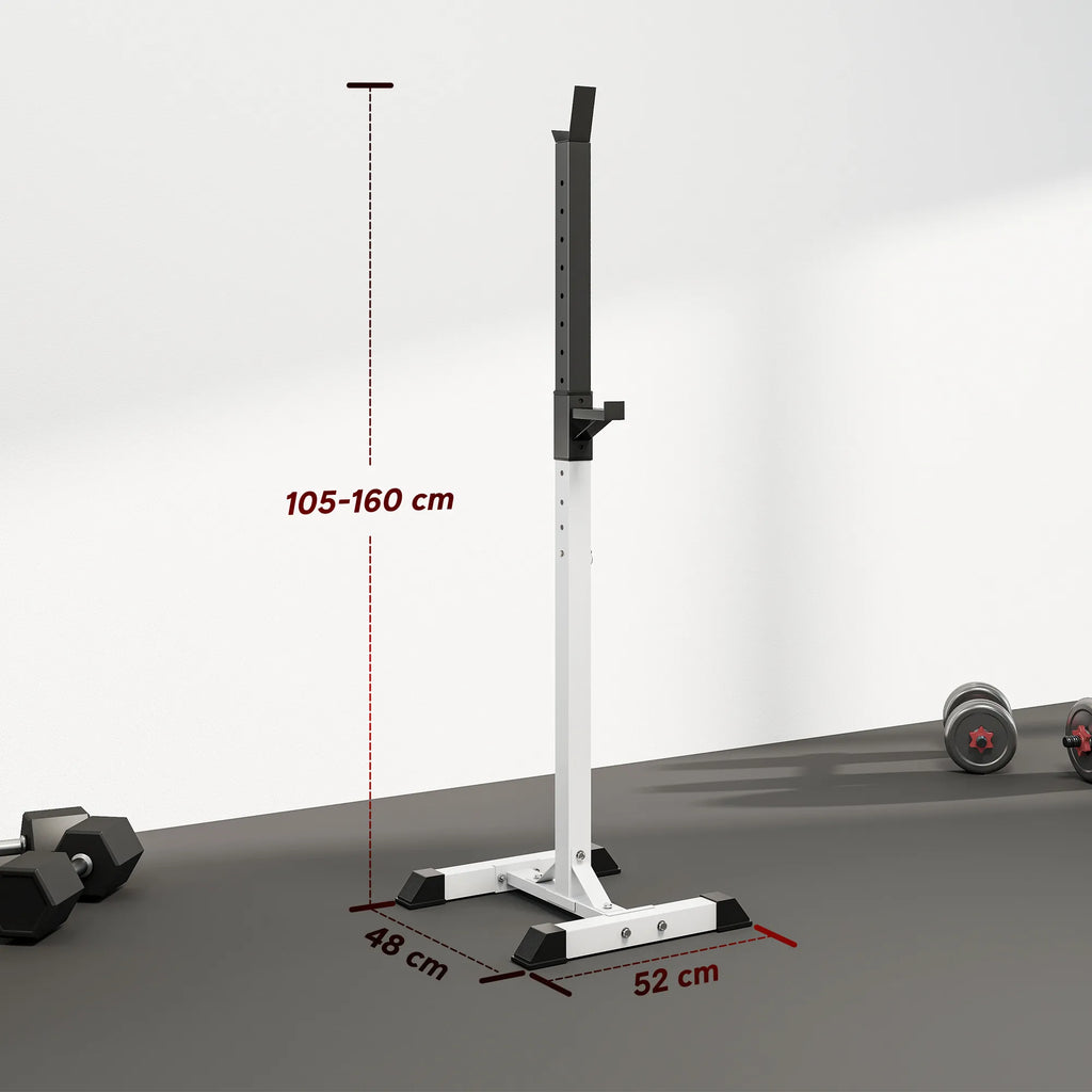 Hantelių stovas 2 vnt., iki 150 kg, reguliuojamas, baltas/juodas
