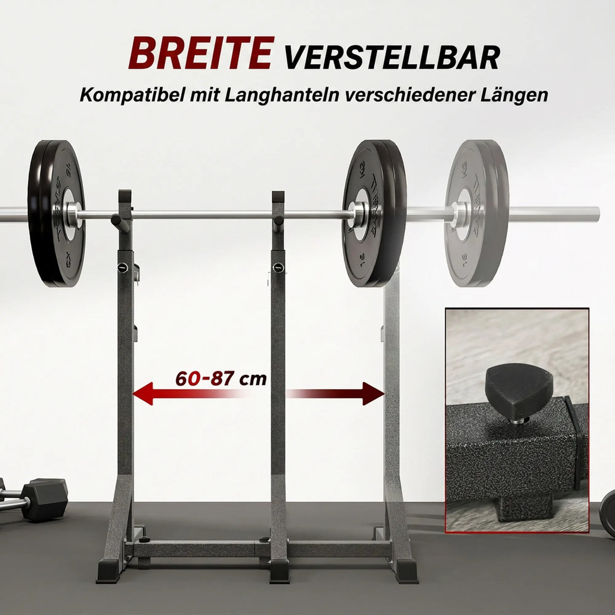Hantelių stovas, reguliuojamo aukščio ir pločio, iki 150 kg