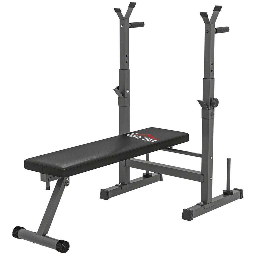 Hantelių suoliukas reguliuojamas, sulankstomas, iki 150 kg, pilkas