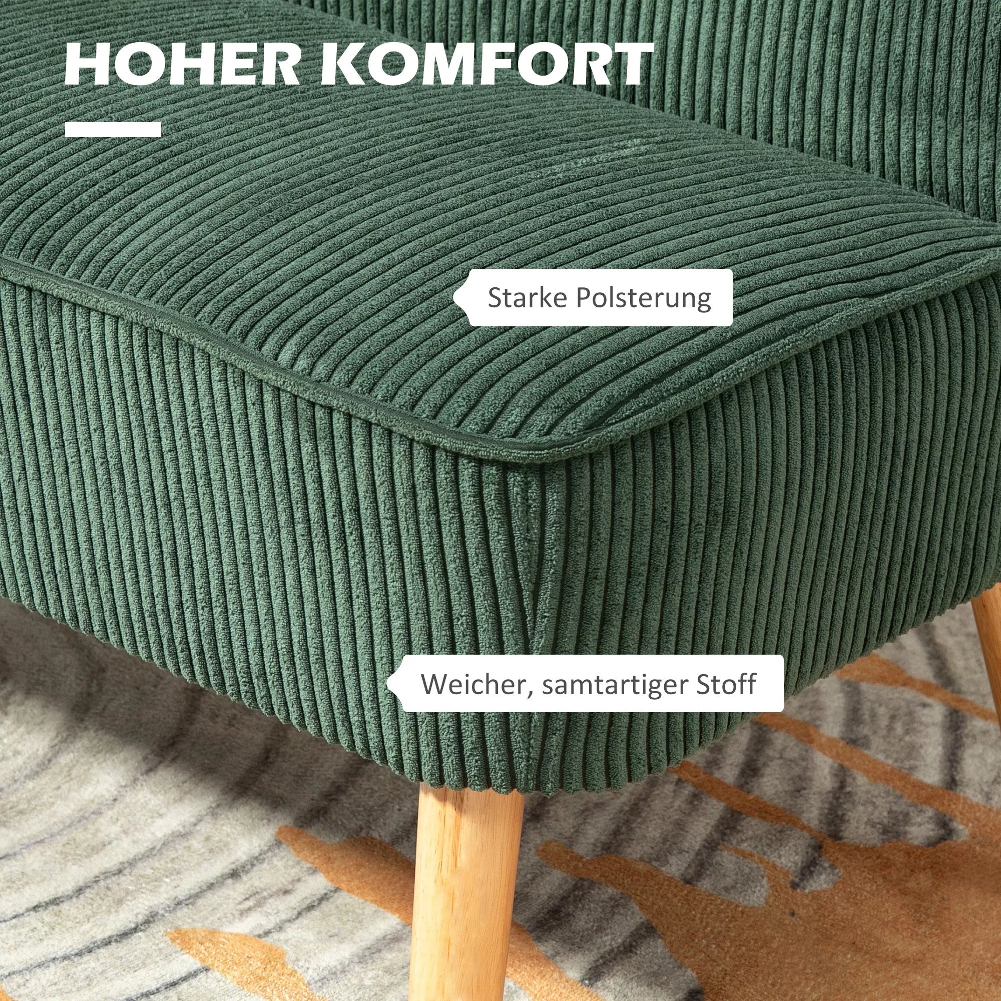 Dvivietė sofa, 117 cm, žalia