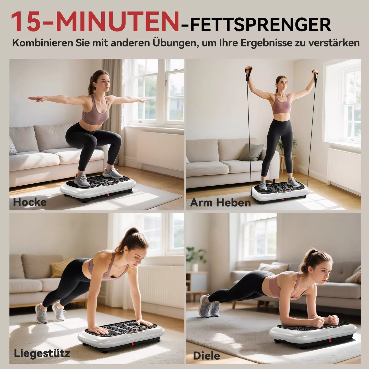 Vibracinė plokštė su 99 lygiais, 2 fitneso juostos 73 x 40 x 13 cm Balta + juoda