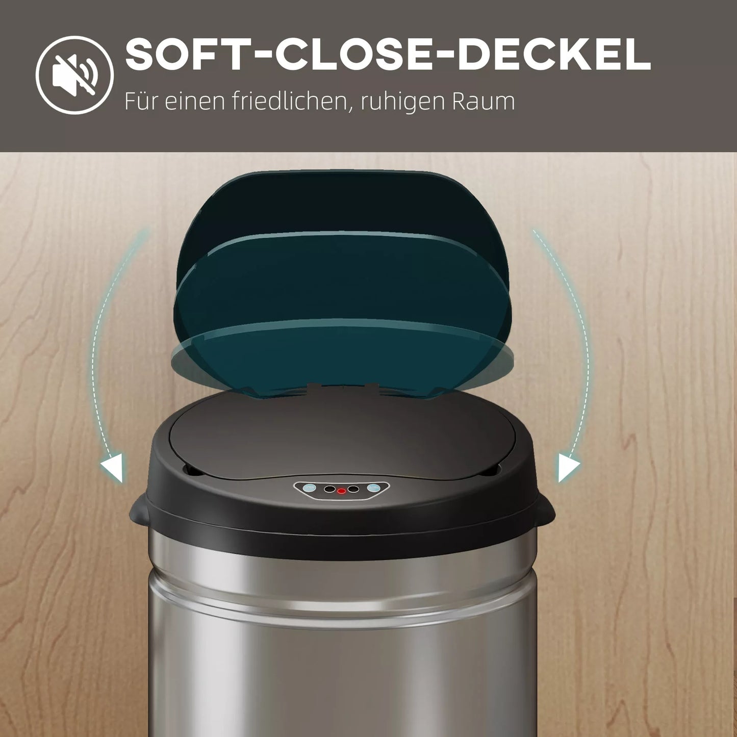 30 litrų sensorinis šiukšliadėžė su švelnaus uždarymo funkcija, bekontaktis nerūdijančio plieno šiukšlių kibiras higieninei virtuvei