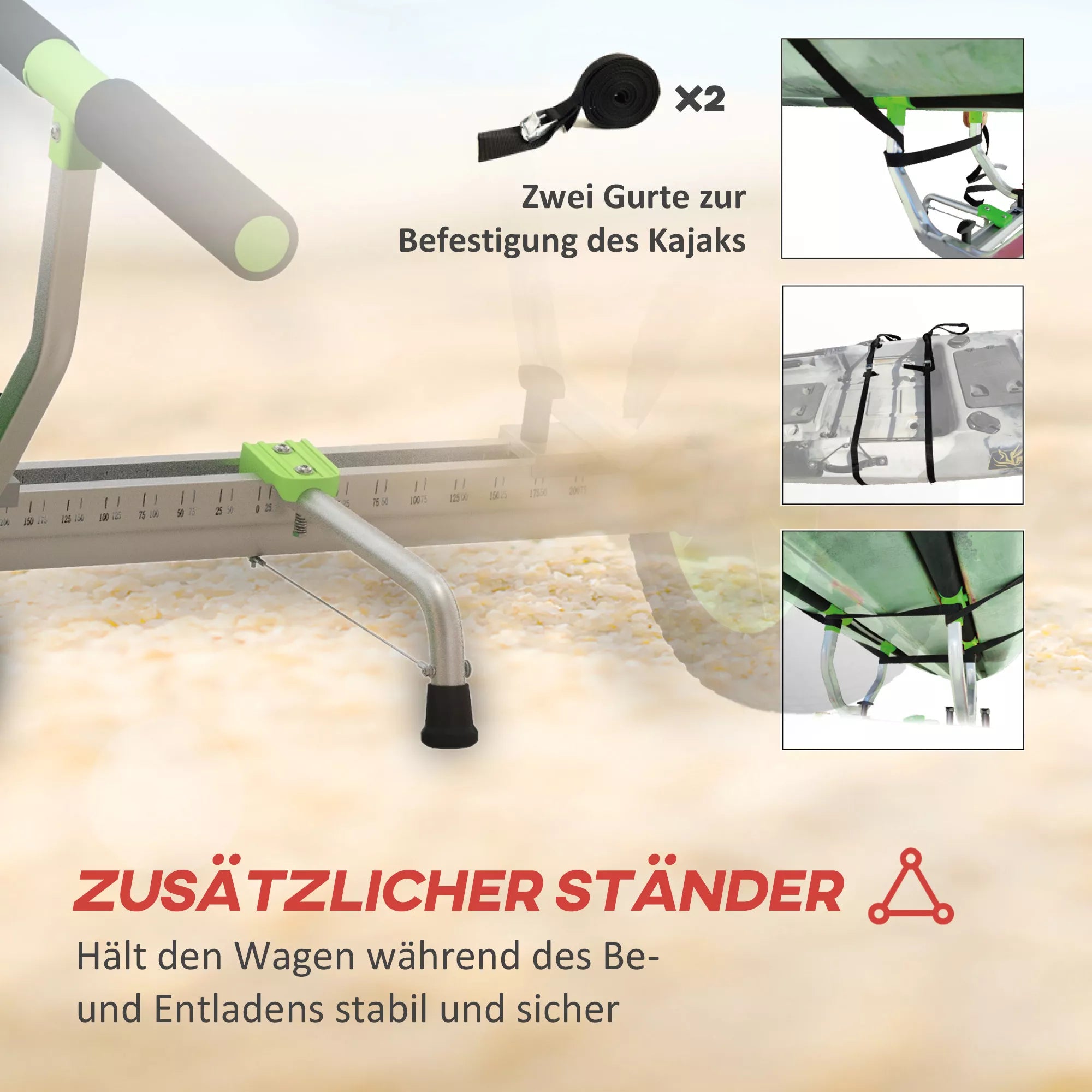 Valties vežimėlis, reguliuojamo pločio, išlaikantis iki 100 kg svorį, aliuminis, juodos ir žalios spalvos, 79 x 72,5 x 42 cm