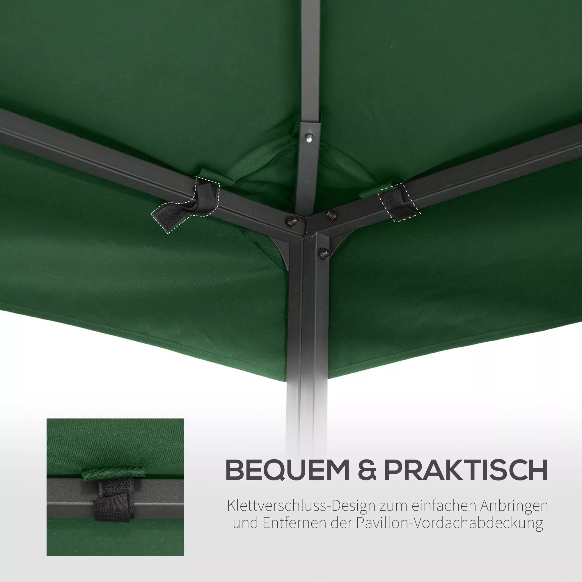 Pavilion 3x3m atsarginis stogas, atsparus vandeniui Paviljono stogas metaliniam paviljonui Paviljono atsarginis stogas Sodo paviljonas Šventinis palapinė Sodo palapinė Poliesteris Tamsiai žalia