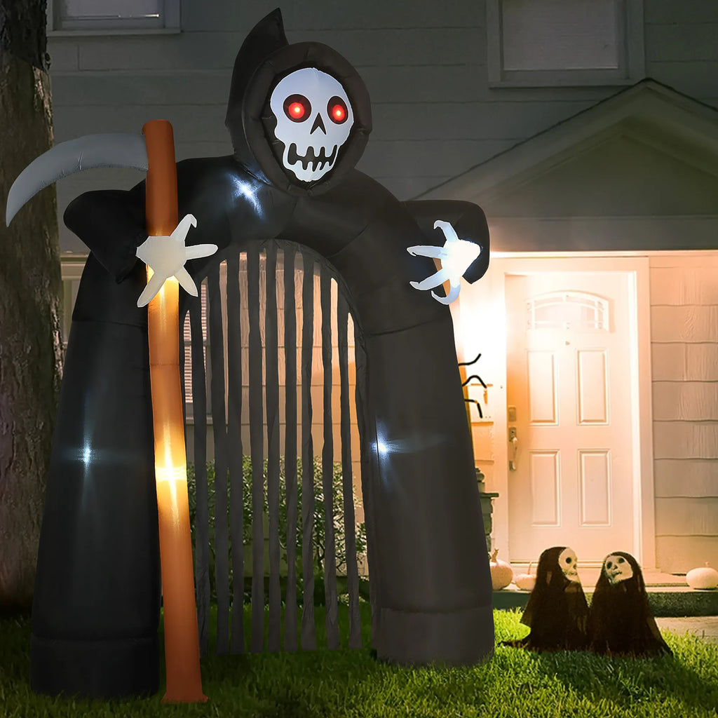 Helovino dekoracija – giltinės vartų arka, savaime prisipučianti, su LED, 2,85 m