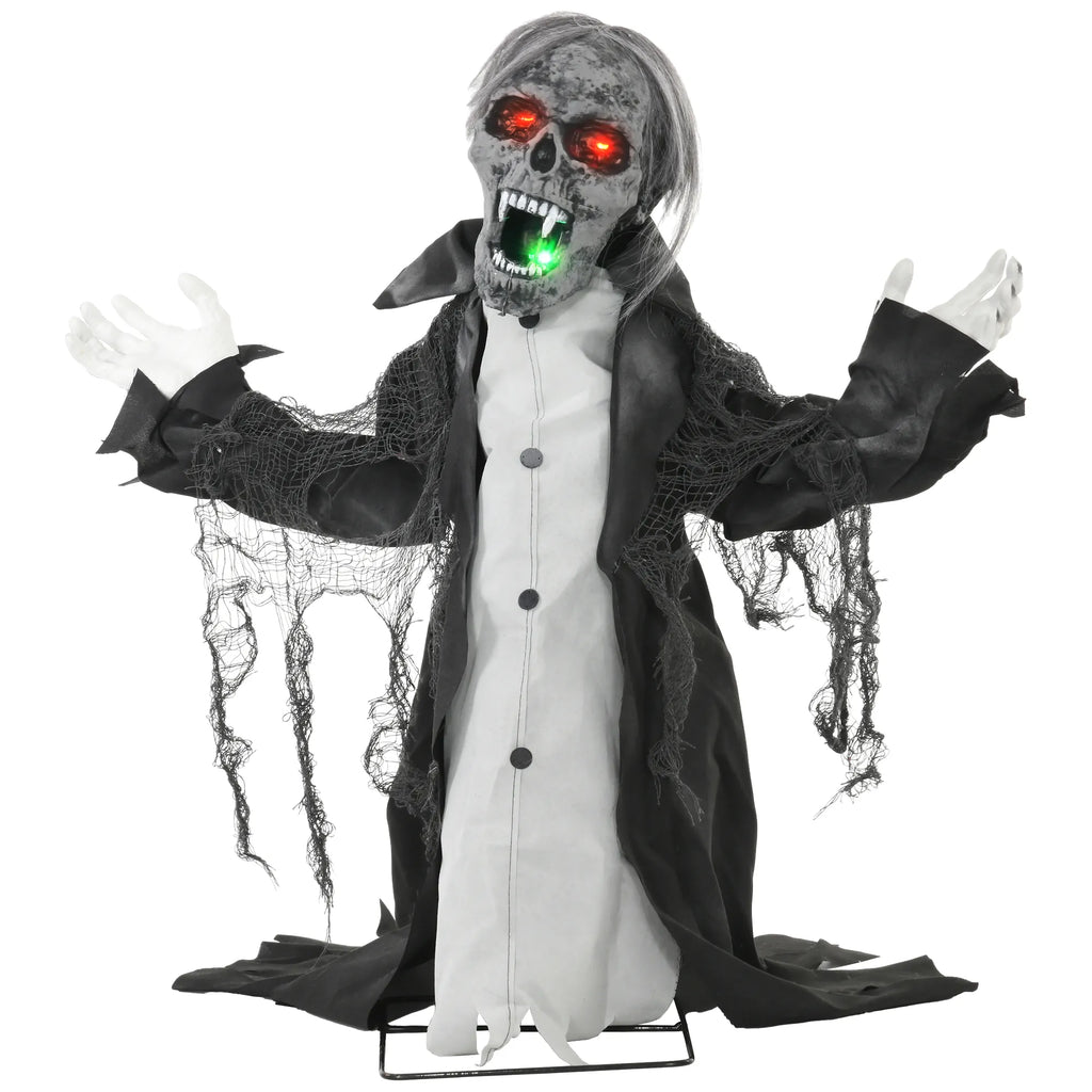 Helovino dekoracija – judantis skeletas / zombis, su judesio jutikliu, LED ir garsu, 75 cm