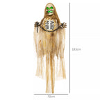 Helovino dekoracija, kabantis skeletas, 183 cm, šviečiantis, su garsais
