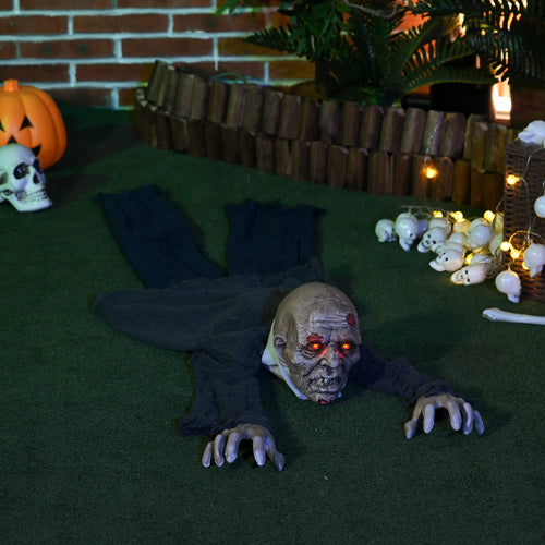 Helovino dekoracija zombis, 159 cm, šviečiančios akys, garsas ir judesys