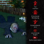 Helovino dekoracija zombis, 159 cm, šviečiančios akys, garsas ir judesys