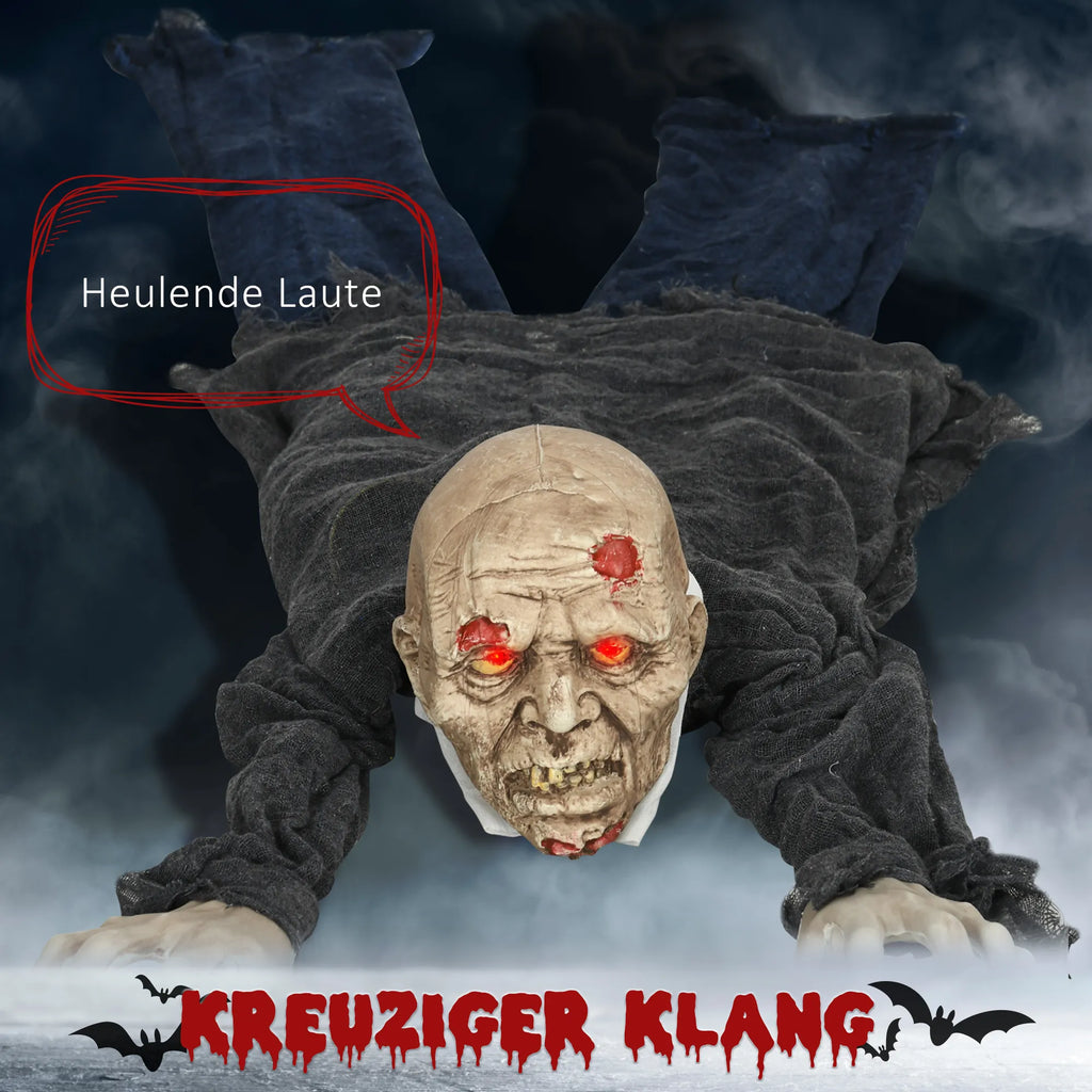 Helovino dekoracija zombis, 159 cm, šviečiančios akys, garsas ir judesys