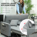 4in1 Sofa, reguliuojama sofa, sofa-lova, su pagalvėmis, audinio apmušalas, skirta svetainei, miegamajam, pilka