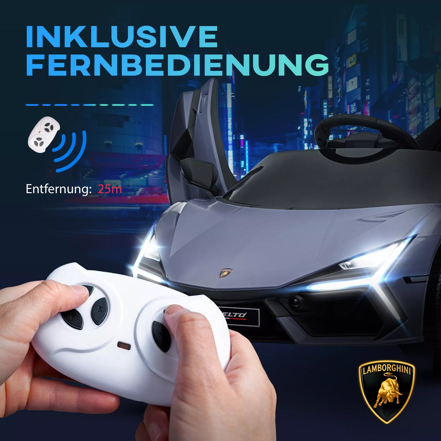 Elektrinis automobilis vaikams nuo 3-5 metų, švelni pavara, valdomas nuotoliniu būdu, su garso signalu, plastikas ir metalas, pilkos spalvos