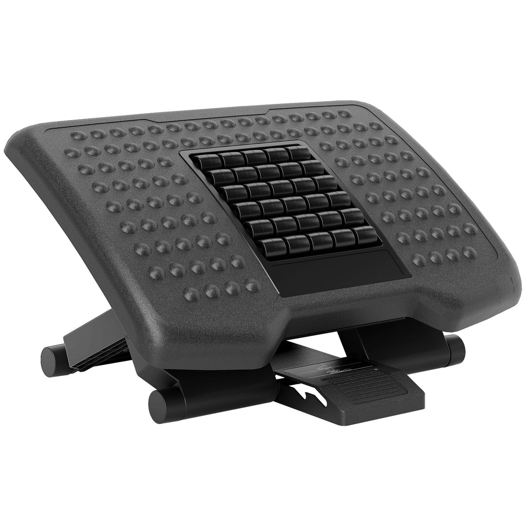 Juoda ergonominė kojų atrama su masažo paviršiumi