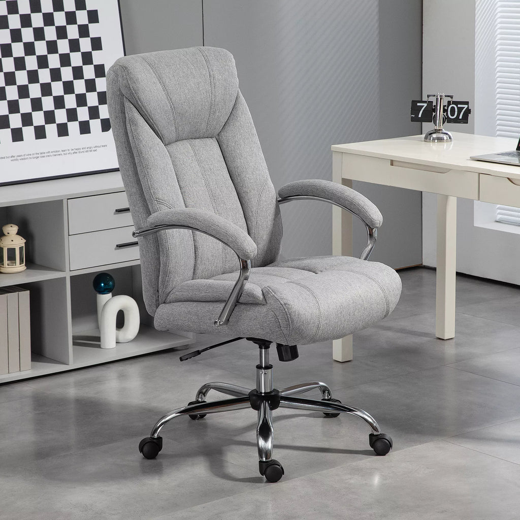 Ergonomiška pilka biuro kėdė su aukštu atlošu, kvėpuojančiu apmušalu ir reguliuojamu aukščiu