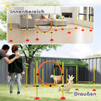 3 dalių šunų agility rinkinys, užpildomas. Agility įranga šunų dresūrai, šuolių kliūčių ir slalominių stulpų rinkinys.