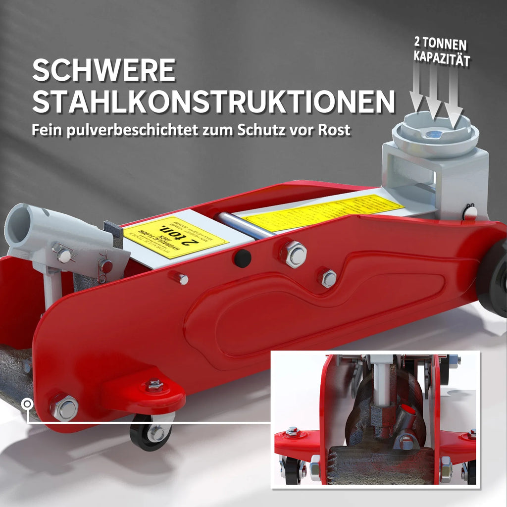 Hidraulinis automobilinis domkratas 2t, 120–300 mm, raudonas