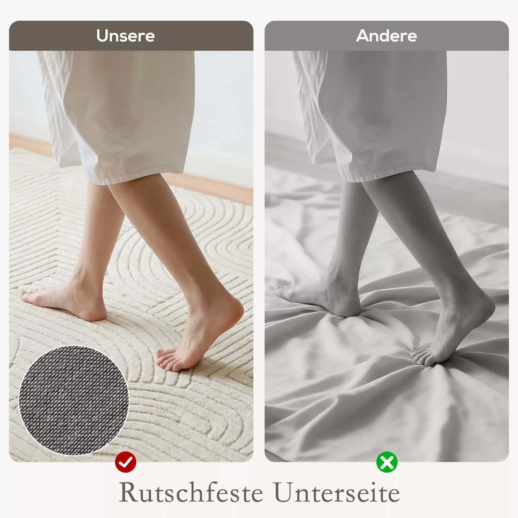 Mašininio audimo kilimas, 15 mm aukščio, universalus, neslidus, kreminės baltos spalvos