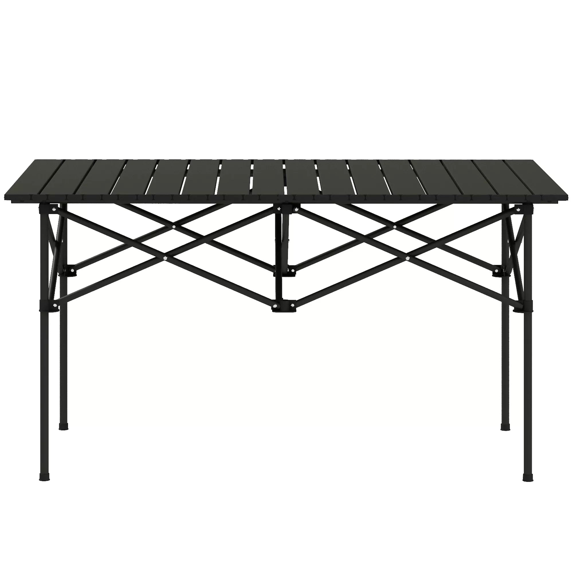 Kempingo stalas Sulankstomas stalas su suskleidžiamu stalviršiu Sodinis stalas iš aliuminio 2 asmenims 95 x 55 cm Juodas