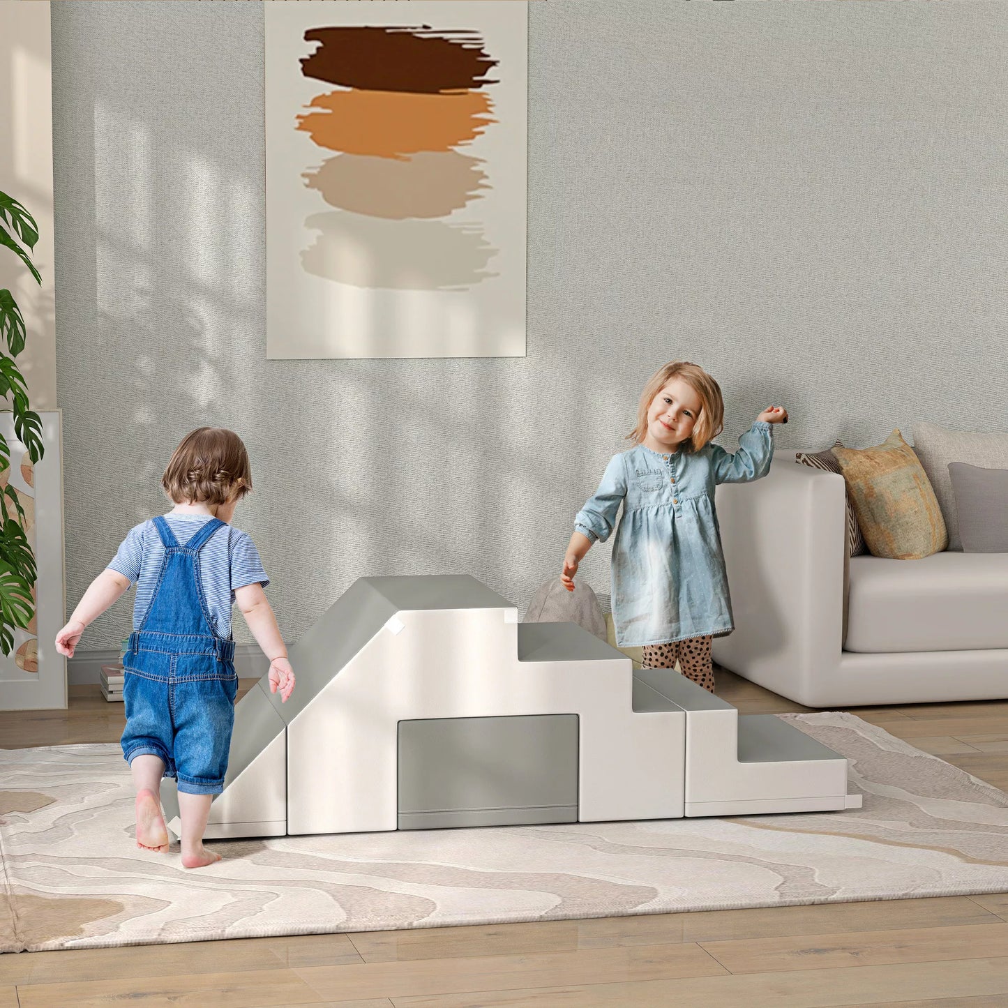 Laipiojimo ir čiuožinėjimo žaislas vaikams, skatina motorinius įgūdžius, dirbtinė oda, EPE putos, 86x49x47 cm, Pilkas