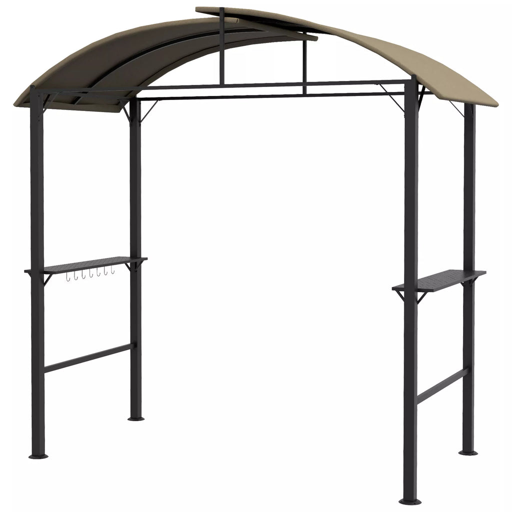 Grill paviljonas, 2 šoninės lentynos, kabliai, plieninis rėmas, 1,1 x 2,3 m, chaki spalvos