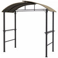 Grill paviljonas, 2 šoninės lentynos, kabliai, plieninis rėmas, 1,1 x 2,3 m, chaki spalvos