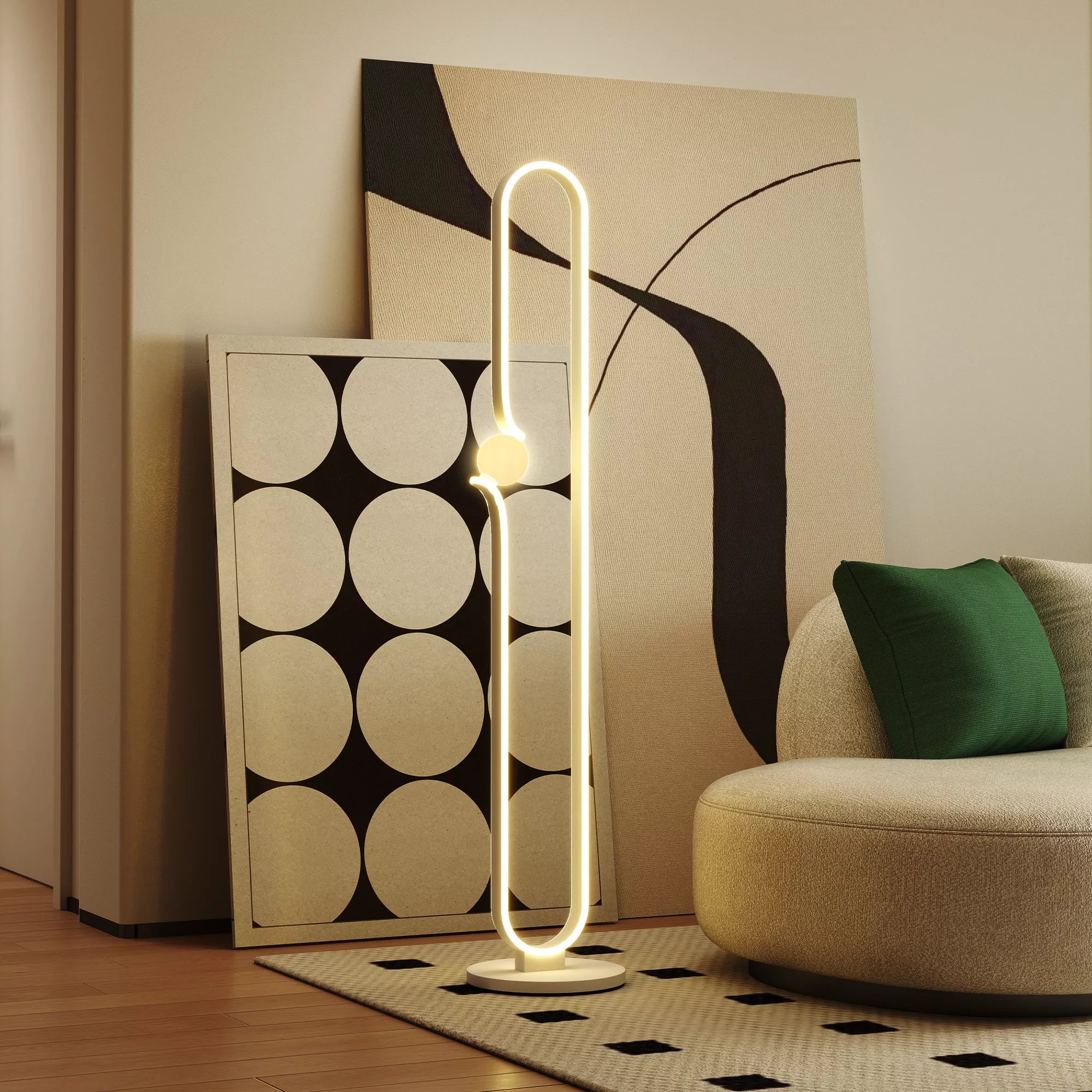 LED grindinis šviestuvas, muzikinių natų dizainas, stiklinis gaubtas, metalas, plastikas, baltas