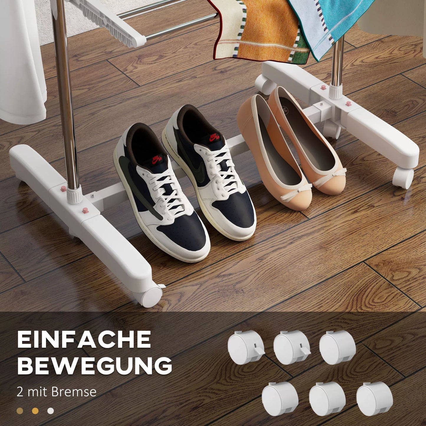 Mobili skalbinių džiovykla, 3 lygmenų, sulankstoma, sidabrinė + balta