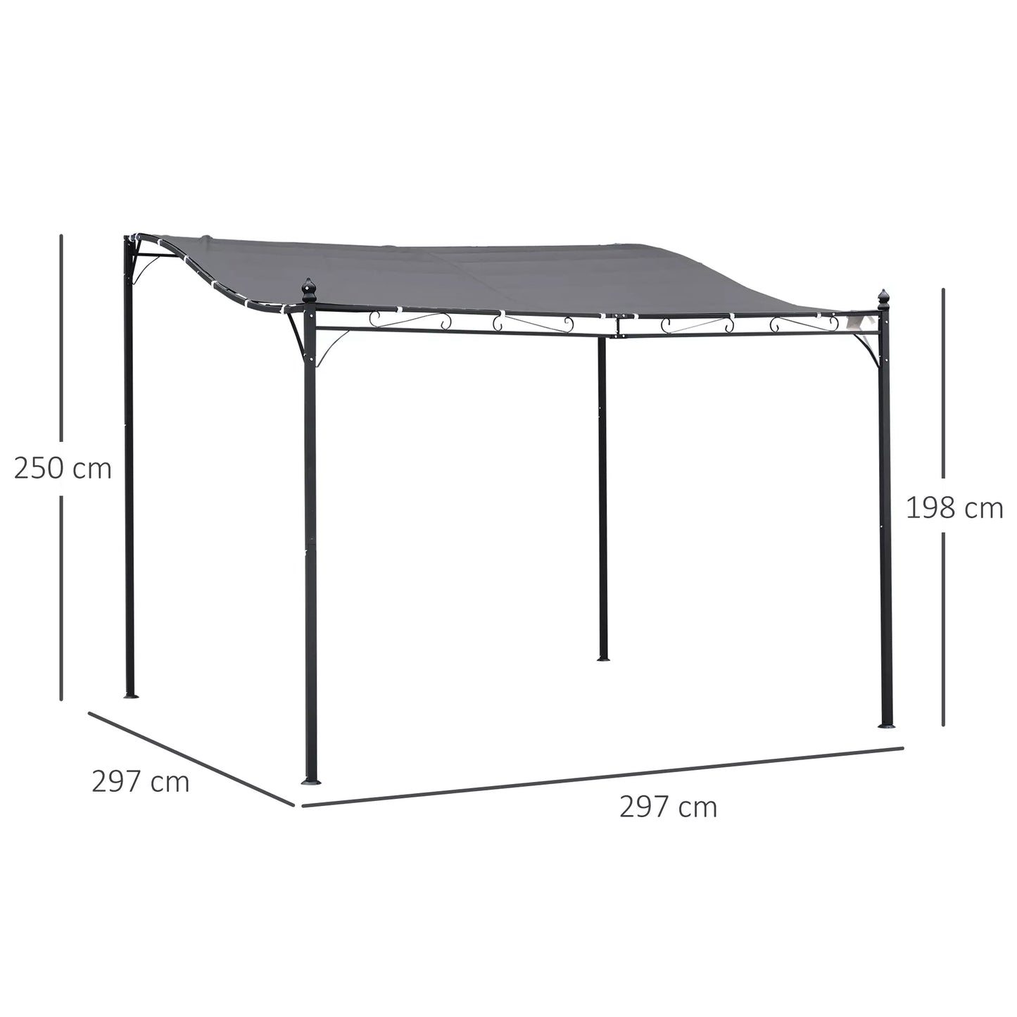 Pergola Sodo pavėsinė Baldakimas Metalo Pilka 297x297cm
