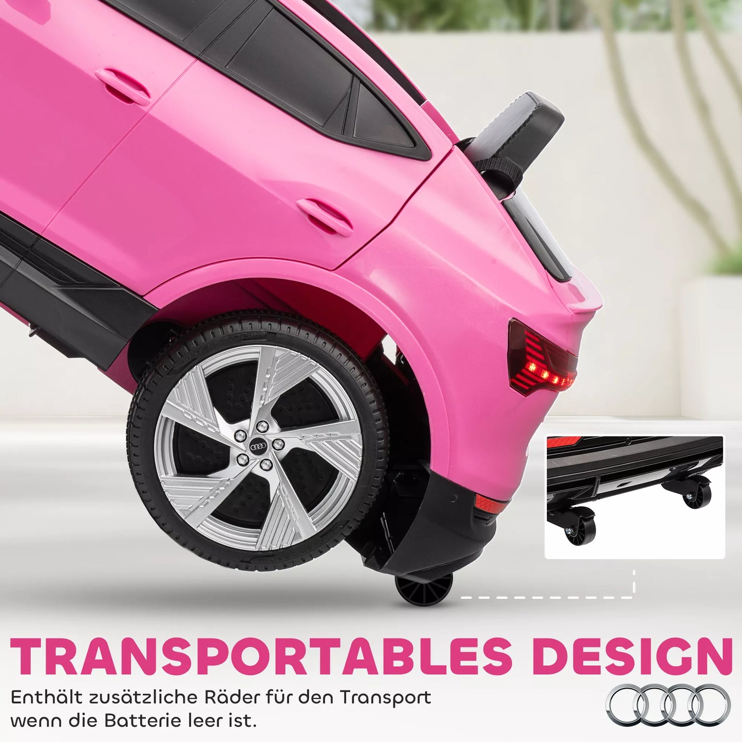 Elektrinis vaikiškas automobilis 12V Audi E-tron elektrinis automobilis su nuotolinio valdymo pulteliu, saugos diržu, 3-5 metų vaikams