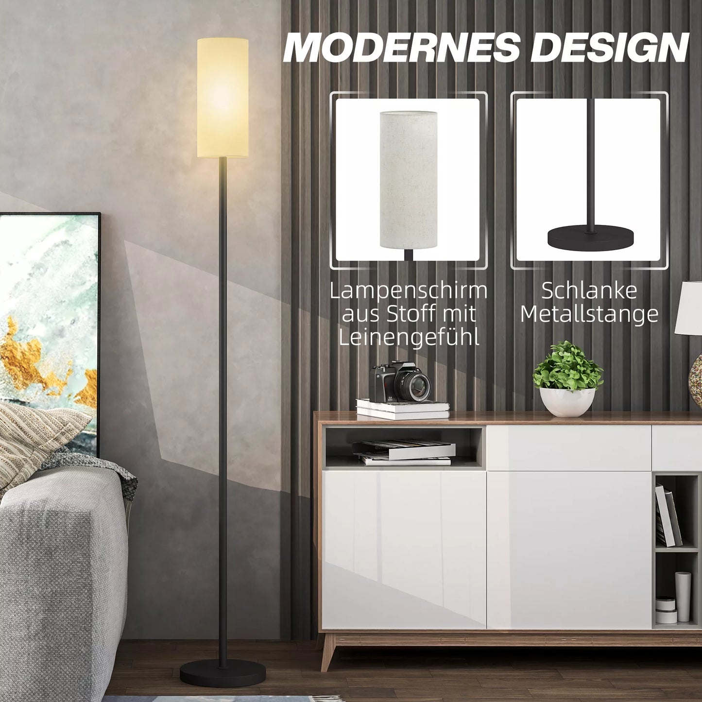 Grindinė lempa, lininio audinio imitacijos gaubtas, metalinis stovas, kojos jungiklis, balta