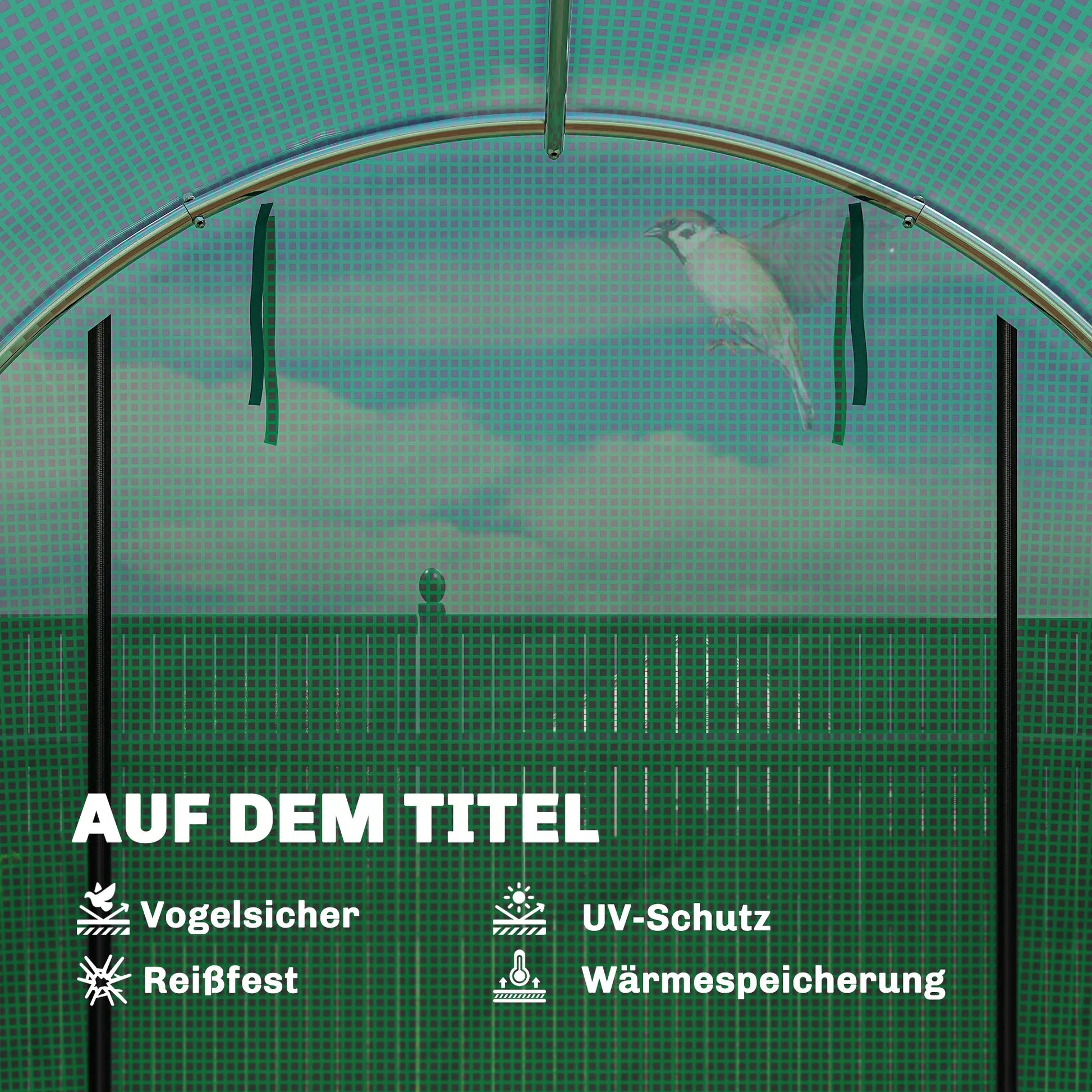 Šiltnamis su dvejomis užtraukiamomis durelėmis ir šešiais tinkliniais langais, plėvelinis ir plienas, 3 x 2 x 2 m, žalia